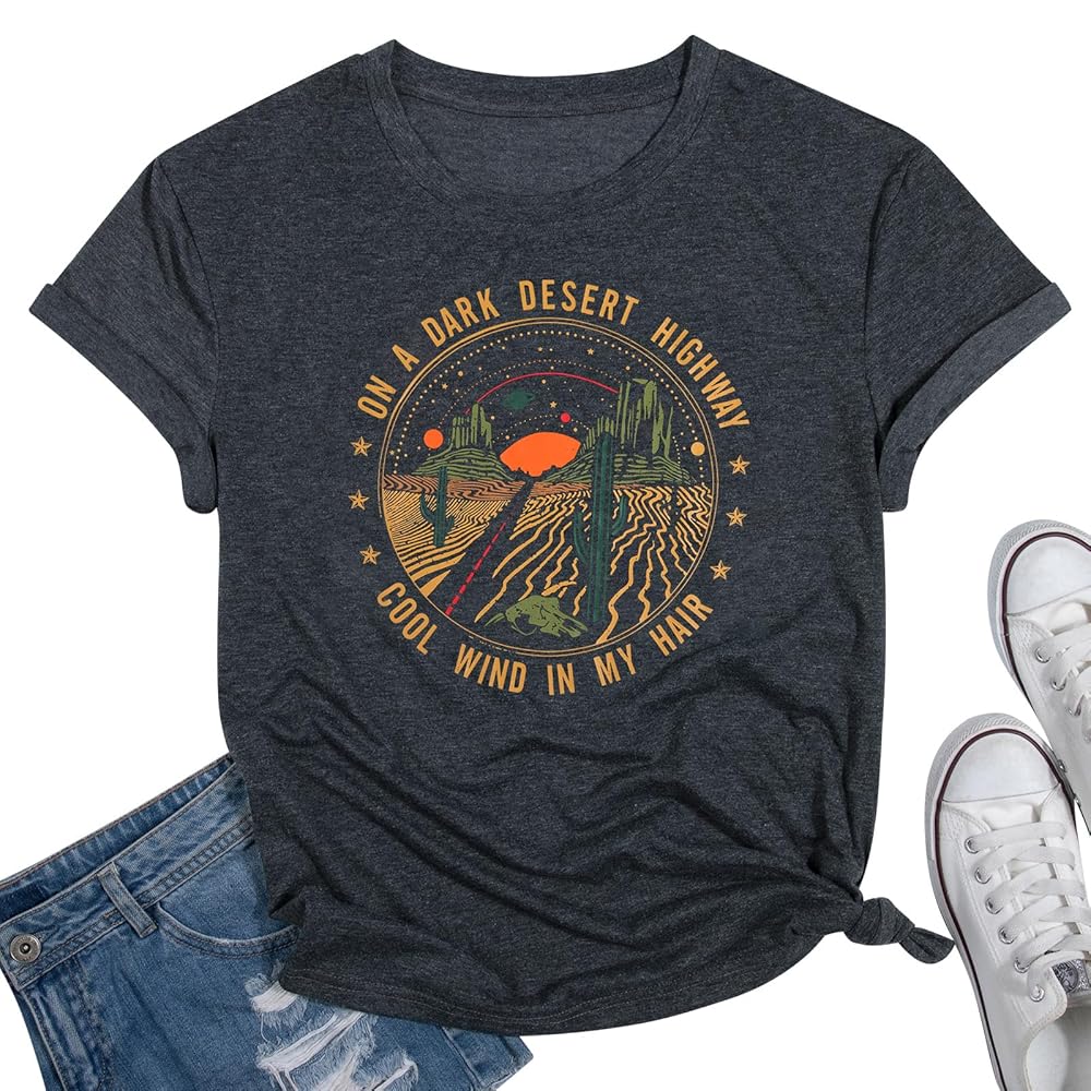 Adventure Shirts Women Retro Desert Highway T-Shirt Funny